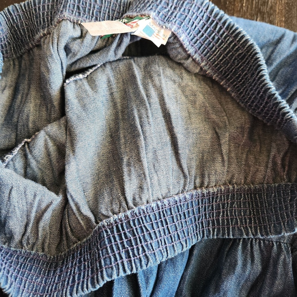 Vtg Tiered Denim Maxi Skirt Women's XL Western Cowgirl Gypsy Boho Jeans - Picture 8 of 9